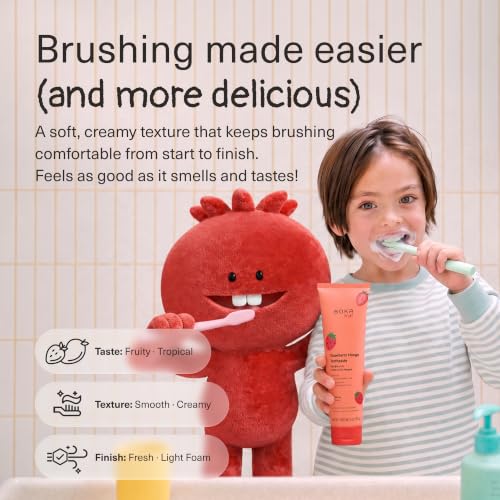 Image of Boka Kids Toothpaste - Fluoride Free Nano Hydroxyapatite Toothpaste | Kids Oral Care - Strawberry Mango - 4 Oz, 3PK