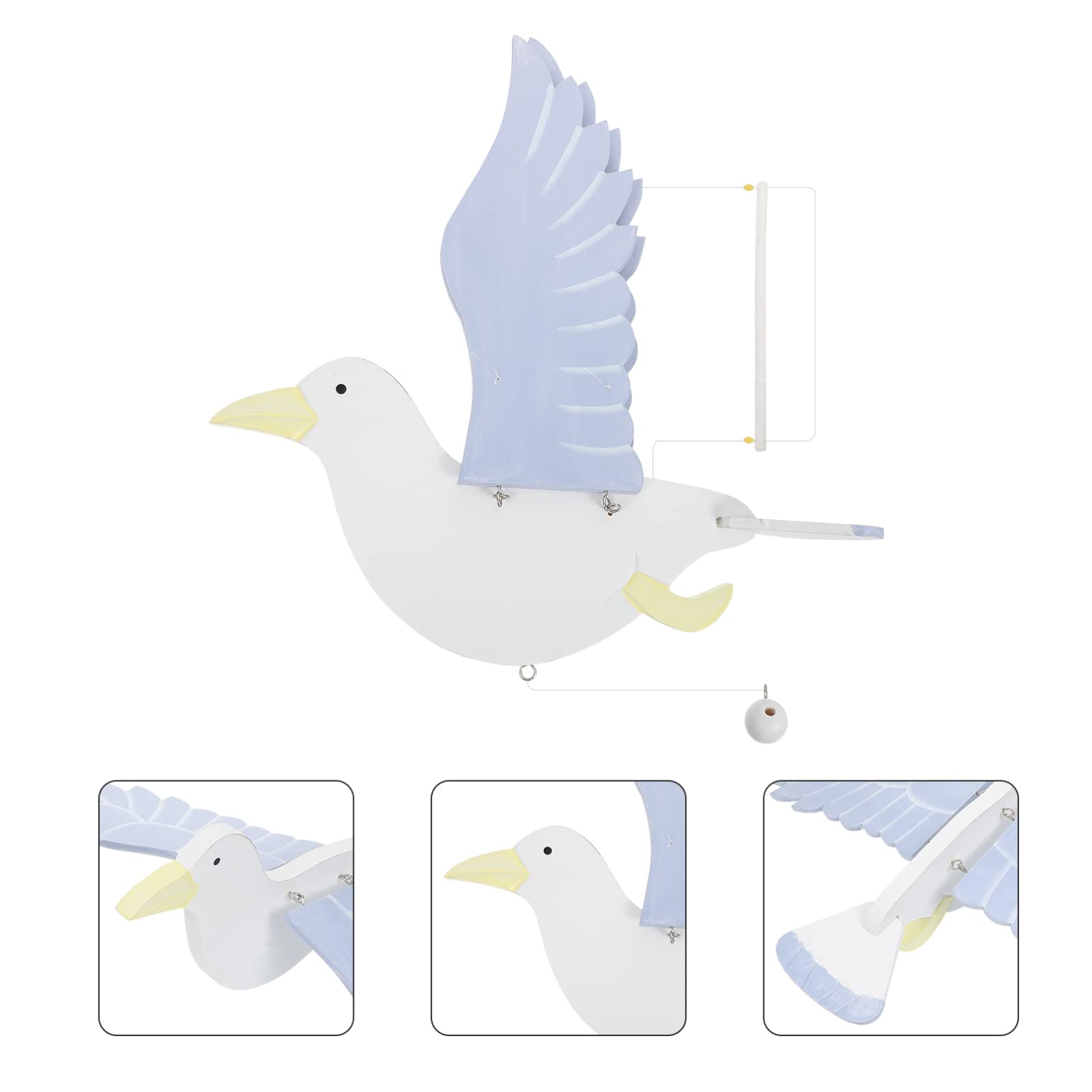 EIMELI 3Pcs/Set Mur Pendentif Style Mouette Améliorer l'Ambiance Stable Résine Nautique Oiseaux Nordiques Ornements pour Chambre à Coucher