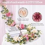 Artificial Pink Flower Garland Decor, 6.07Ft Dahlia Garland Eucalyptus Greenery Garland with Flowers Pink Flower Vines Rose Silk Floral for Wedding Table Centerpieces Garden Party Decor (1 Pack) - Image 2
