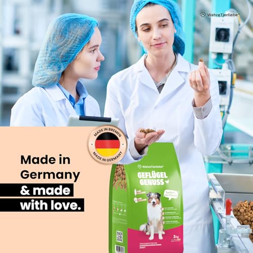 WAHRE TIERLIEBE - Geflügel Genuss - Premium Hundefutter Trocken, Made in Germany I Trockenfutter für Hunde, Getreidefrei & ohne Zuckerzusatz, Perfekt für Muskelaufbau & EIN Gesundes Fell