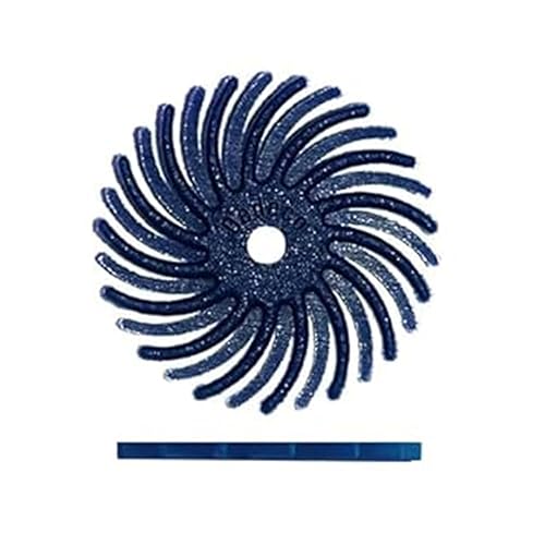 Miniatura 40 de Dedeco Sunburst - Discos de cerdas radiales (12 unidades, 7/8 pulgadas, curvados, grano 1400 durazno (extrafinos, 6 micrones), óxido de aluminio