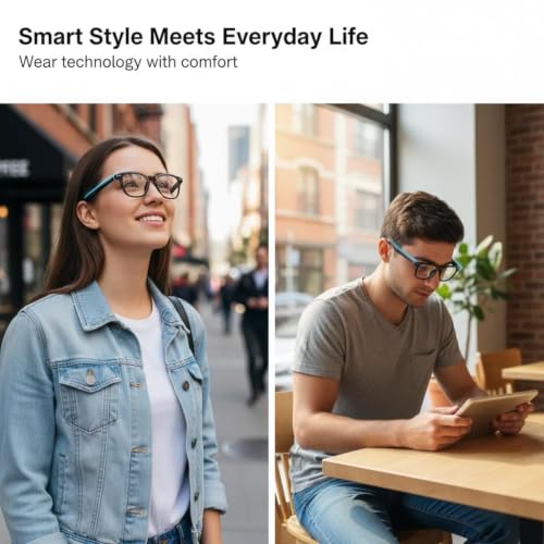 Image of AI Smart Glasses, Anti Blue Light Bluetooth Translation Glasses with 164 Hands-Free Calls & Audio Multifunctional Smart Sunglasses for Men Women Travel Trade Business (KL01-Black-Color-Change-Lens)