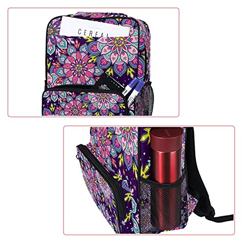 Sac de travail tendance avec imprimé mandala violet unique - 2