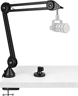 Geekria for Creators Microphone Arm Compatible with Rode Podmic, NT-USB, NT1-A, NT1, Mic Boom Arm Mount Adapter with Tabletop Flange Mount, Suspension Stand, Mic Scissor Arm, Desk Mount Holder