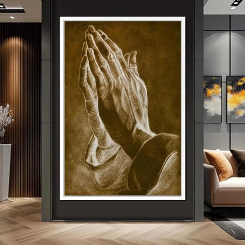 Affiche mains en prière 50x70cm : toile artistique pour décoration salon moderne