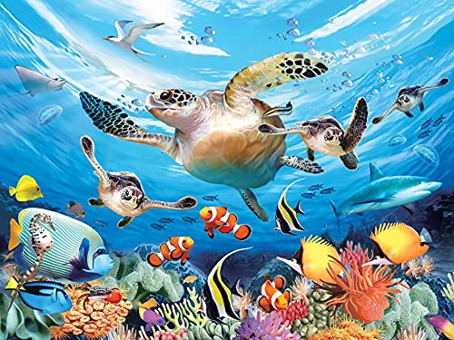 Yeerum DIY 5D Diamond Painting Tortue De Mer Poisson Complet Accessoires, Océan Animal Broderie Peinture Diamant Painting Kit Complet Point De Croix Cristal Strass Décoration De La Maison 30x40 cm Cover