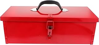 DOITOOL Red Metal Tool Box Iron Sheet Tool Box Metal Toolbox Red Metal Tool Storage Case Red Metal Lockable Tool Box, Multi-function Tool Organizer, 15.3X6.2X5.1inch
