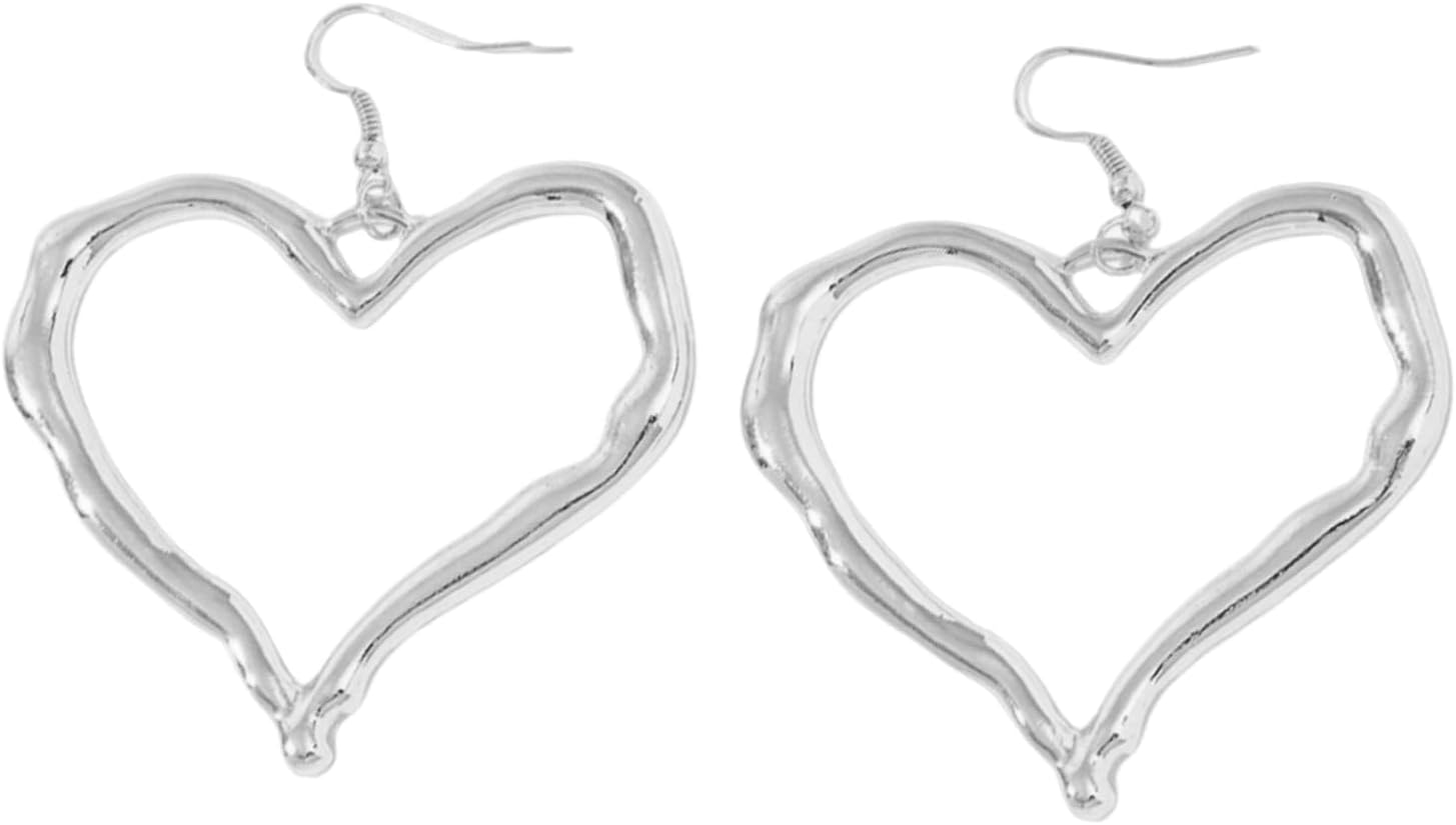 Y2K Gold Heart Earrings for Women,Chunky Large Heart Dangle Earrings Punk Alt Grunge Cool Earring Alternative Jewelry Accessories Big Statement - Image 7