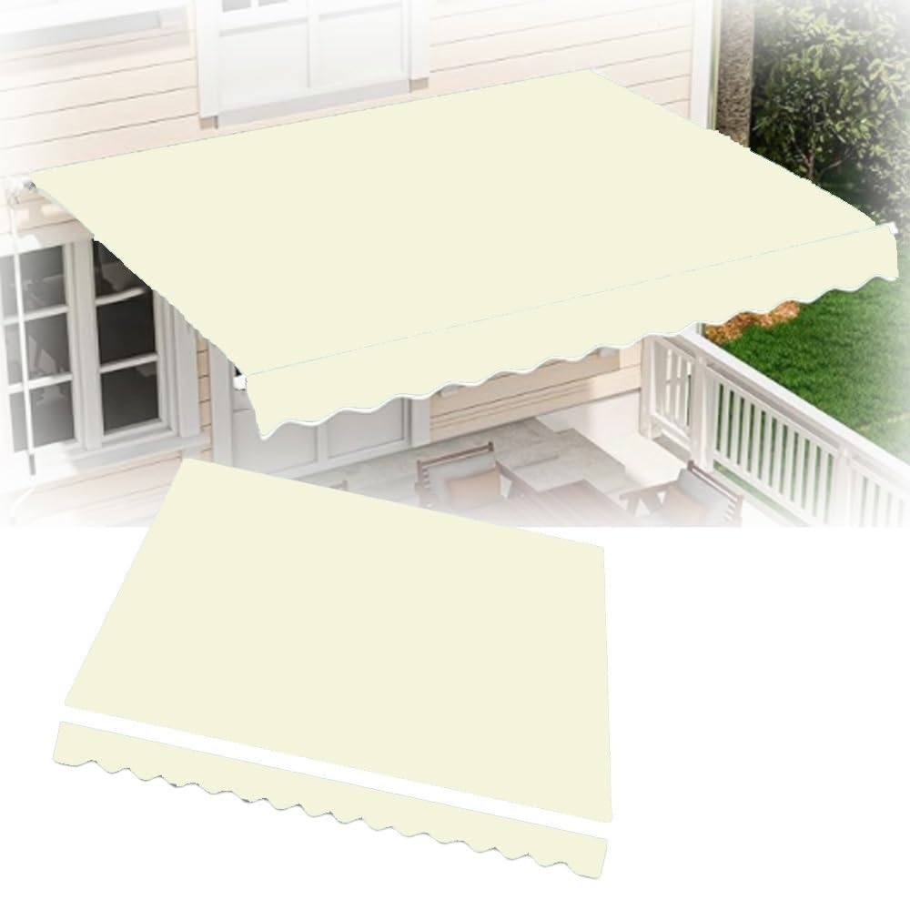 Zapasowa tkanina markizy na patio, Ręcznie wysuwany pokrowiec na baldachim, wodoodporny wierzch, na podwórko i balkon, beżowy, 400 x 250 cm, schronienie zewnętrzne