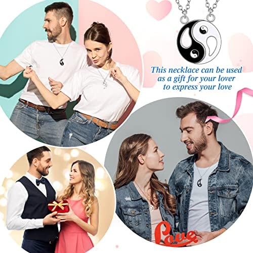 Valentine's Day Matching Necklace for Men Women 2 Piece BFF Couple Necklaces Yin Yang Necklace Black White Friendship Necklaces for 2 Matching BFF Necklace for 2 Girls Alloy Necklace Jewelry