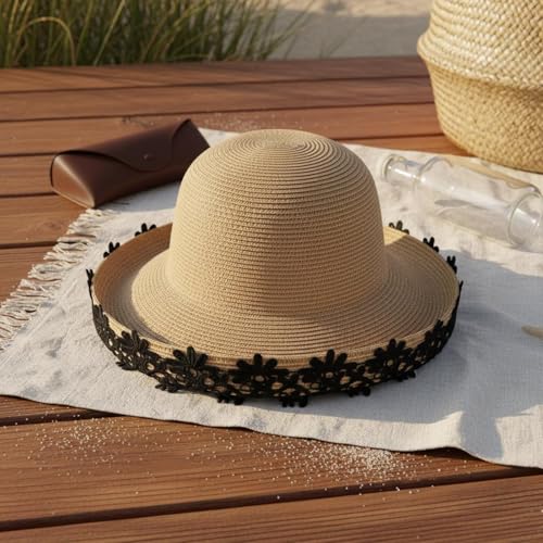 Chapeau en paille à large bord léger - Accessoire de plage et chapeau de soleil - 7
