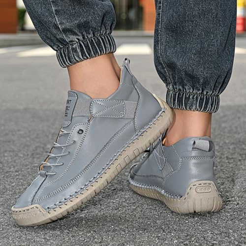 Image of Womens Casual Shoes Ankle Chukka Boots Slip On Breathable Loafers Handmade Fashion Sneakers Mid top Walking Driving Flats Shoes