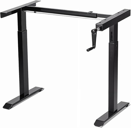 TRANSDESK Manual Hand Crank Standing Desk Frame | Non Electric Height Adjustable Sit-Stand Table No Power Required | Silen...