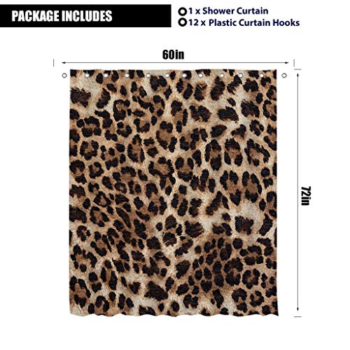 Lightinhome Leopard Print Shower Curtain 60Wx72H Inch Wild Safari Skin Pattern Powerful Cheetah Cat Panthera Black Brown Fur Wildlife Waterproof Bathroom Home Decor 12 Plastic Hooks #TOP3