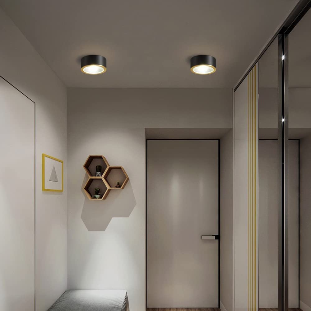 Confezione da 4 faretti in Ottone Spazzolato da 3W, 5W, 7W, 9W, faretti Rotondi da Incasso a Superficie da 8 cm, 10 cm, faretti a soffitto antiabbagliamento a Forma di bulbo o,B-3W