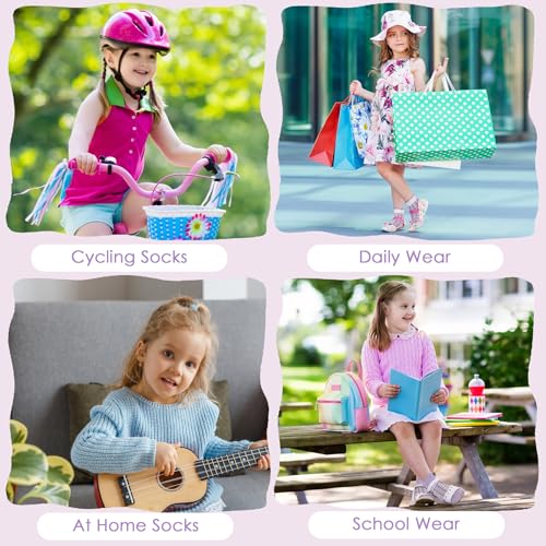 Zzxlw Mädchen Socken Kinder Mittelstrümpfe 10 Paar Schulsocken M Atmung Schwitzen Violett Weiß Süße Cartoon Bunte Kindersocken 27-31 Strümpfe geeignet für Prinzessin Roll-up-Strümpfe 6-8 Jahre