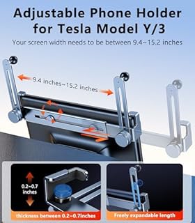 DICMKY Dual Head Tesla Phone Mount Model Y/3 2026 2025 2024 2023 2022 2021, [Magnetic/Clip] Car Accessories for Tesla Screen Phone Holder Stand, (Fit for Tesla Model Y(Juniper)/3(Highland))