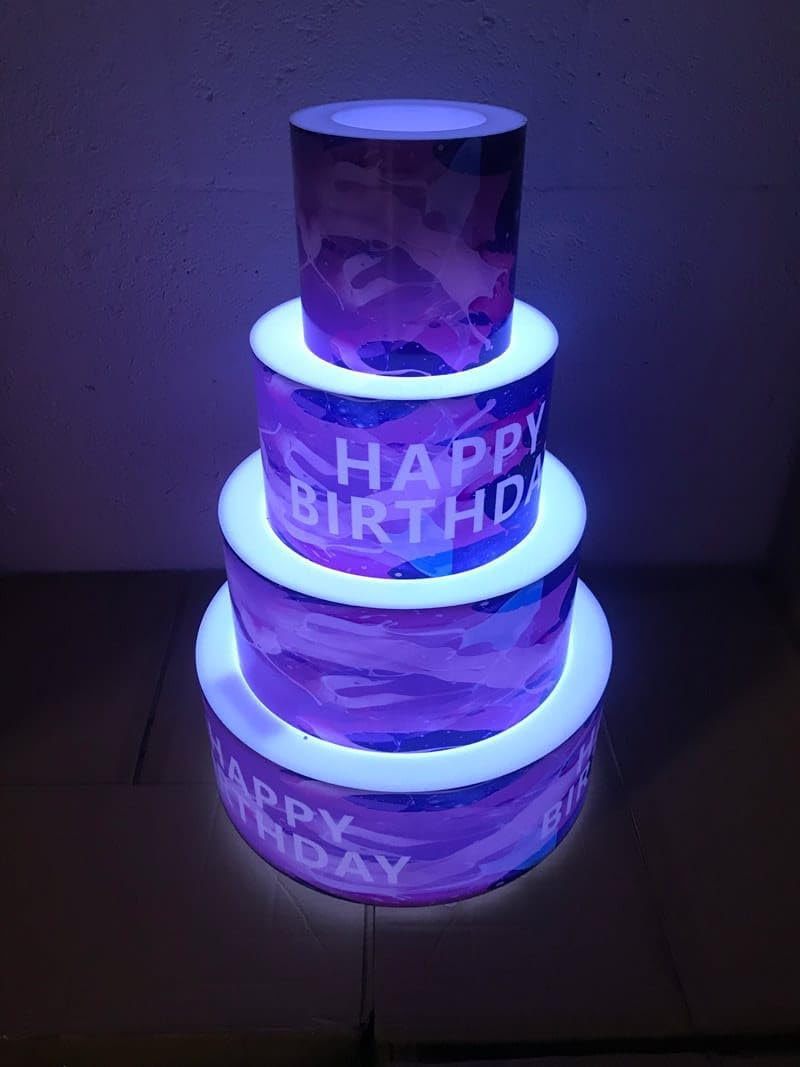 LED Light-Up Birthday Cake for Nightclubs & VIP Celebrations – Remote-Controlled RGB Lights, Rechargeable & Customizable Acrylic Bottle Display Stand