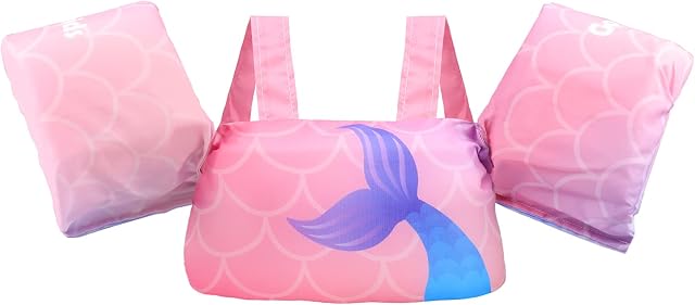 Toddler Swimming Float Vest, Arm Bands Kids Swim Vest with Shoulder Harness Baby Floats Swimming Training Jacket for 2-6 Years Old Boys Girls Perfect for Pool, Swimming Lessons and Beach