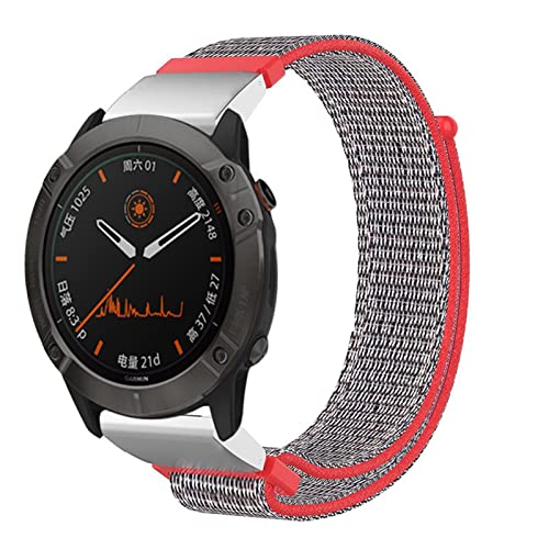 Bracelet montre nylon 26mm respirant et ajustable pour Garmin Fenix 6X