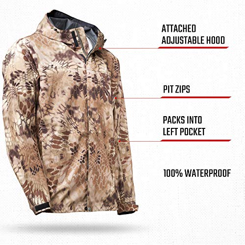 Kryptek Men's Standard Jupiter Waterproof, Breathable, Packable Camo Hunting Jacket, Highlander, X-Large Kryptek Men's Standard Jupiter Waterproof, Breathable, Packable Camo Hunting Jacket, Highlander, X-Large