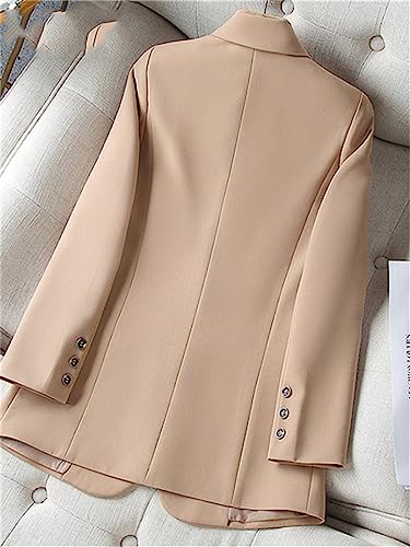 Double Breasted Blazers for Women Fashion Spring Long Sleeve Office Slim Solid Blazer Jacket3