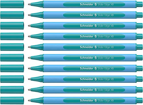Image of Schneider 152234 Slider Edge Pastel XB Ballpoint Pen (Triangular Pens with Line Width XB) Pack of 10 Ocean