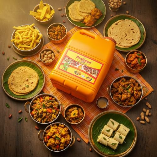 Image of Postman Double Filter Groundnut Oil 15 Litre Jar | 100% Pure Filtered Peanut Oil for Cooking & Deep Frying | Aromatic Mungfali Tel