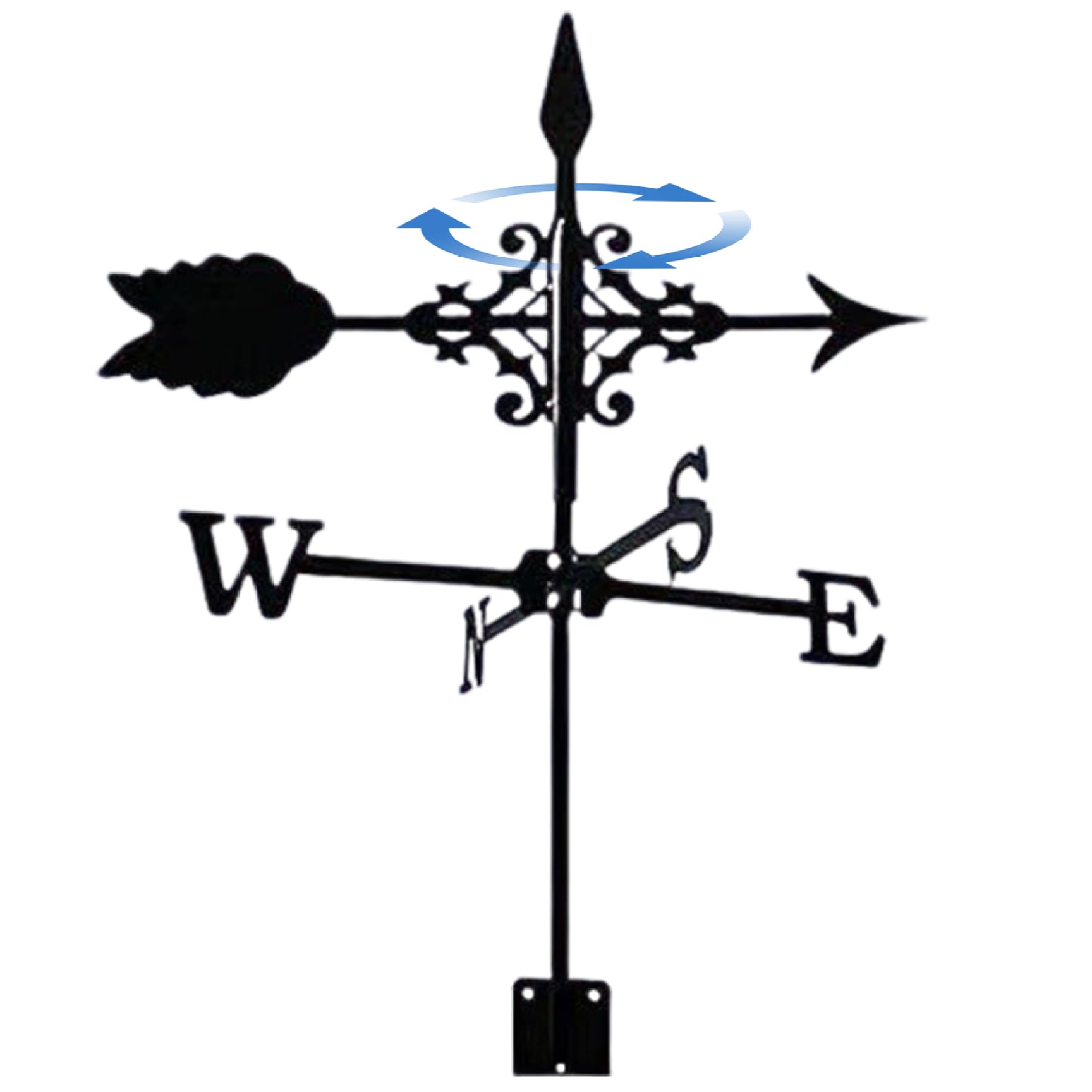 Girouette pour le jardin en métal canard avec support de toit et indicateur de direction du vent