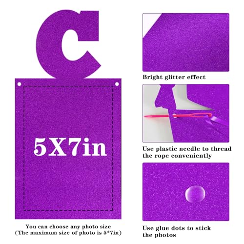 Image of Purple Graduation Photo Banner 2025 - Class of 2025 Glitter Picture Banner - Large 13 Feet Graduation Party Decorations for College High Middle School Kindergarten