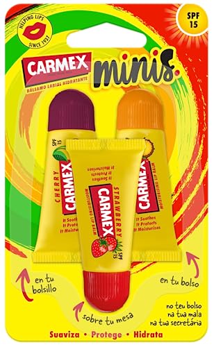 Carmex Bálsamo Labial SPF 15, Triplo Minis (Cereza,...