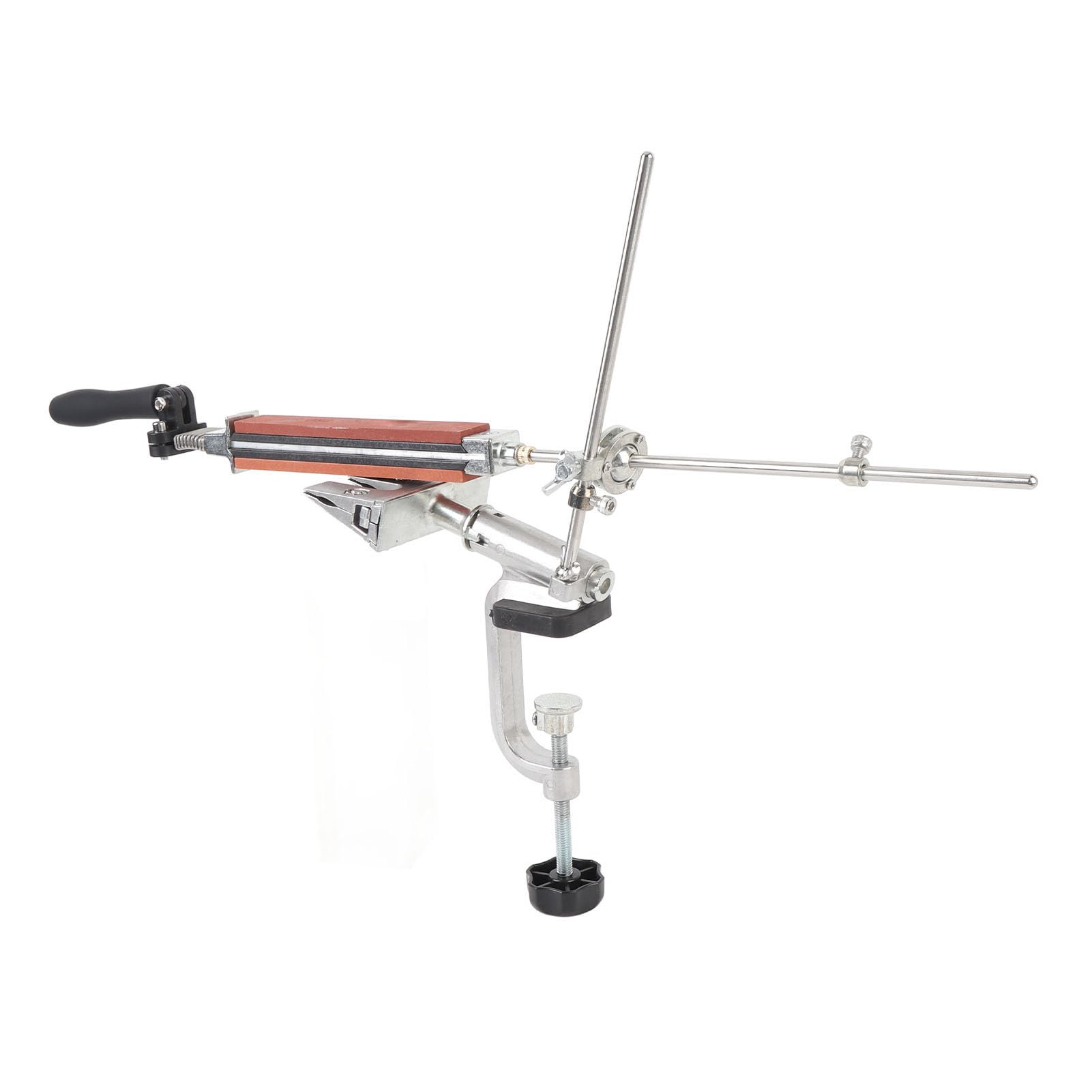Sxhlseller Kit Affilatore Ad Angolo Fisso con Design Ribaltabile a 360 Gradi e Morsetto Regolabile, Include 10 Pietre Bianche in Corindone per la Manutenzione dello Chef e degli Utensili da Cucina