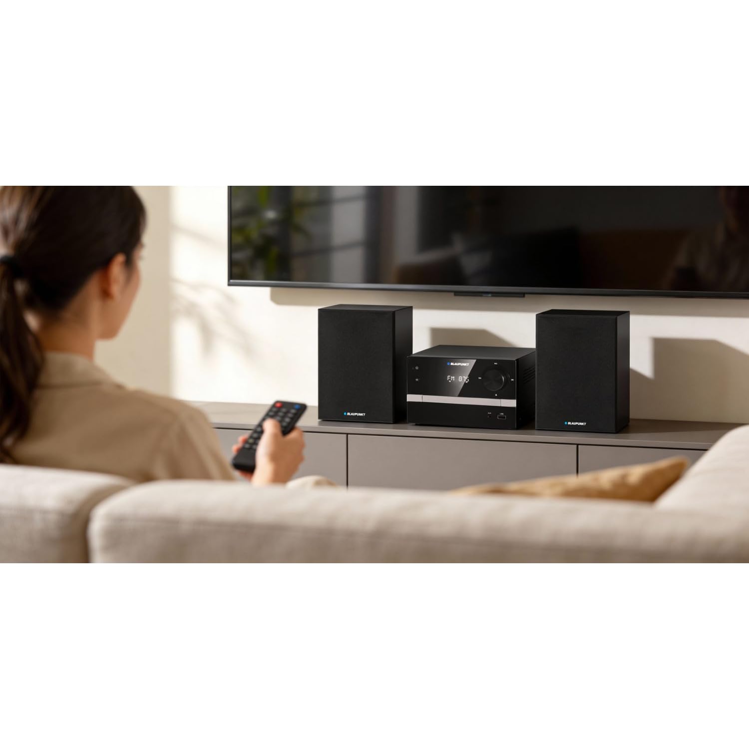 Blaupunkt MS9BT Micro impianto stereo con lettore CD Bluetooth Radio FM USB AUX 20W RMS Sistema audio compatto con altoparlanti Equalizzatore telecomando e sveglia per la casa