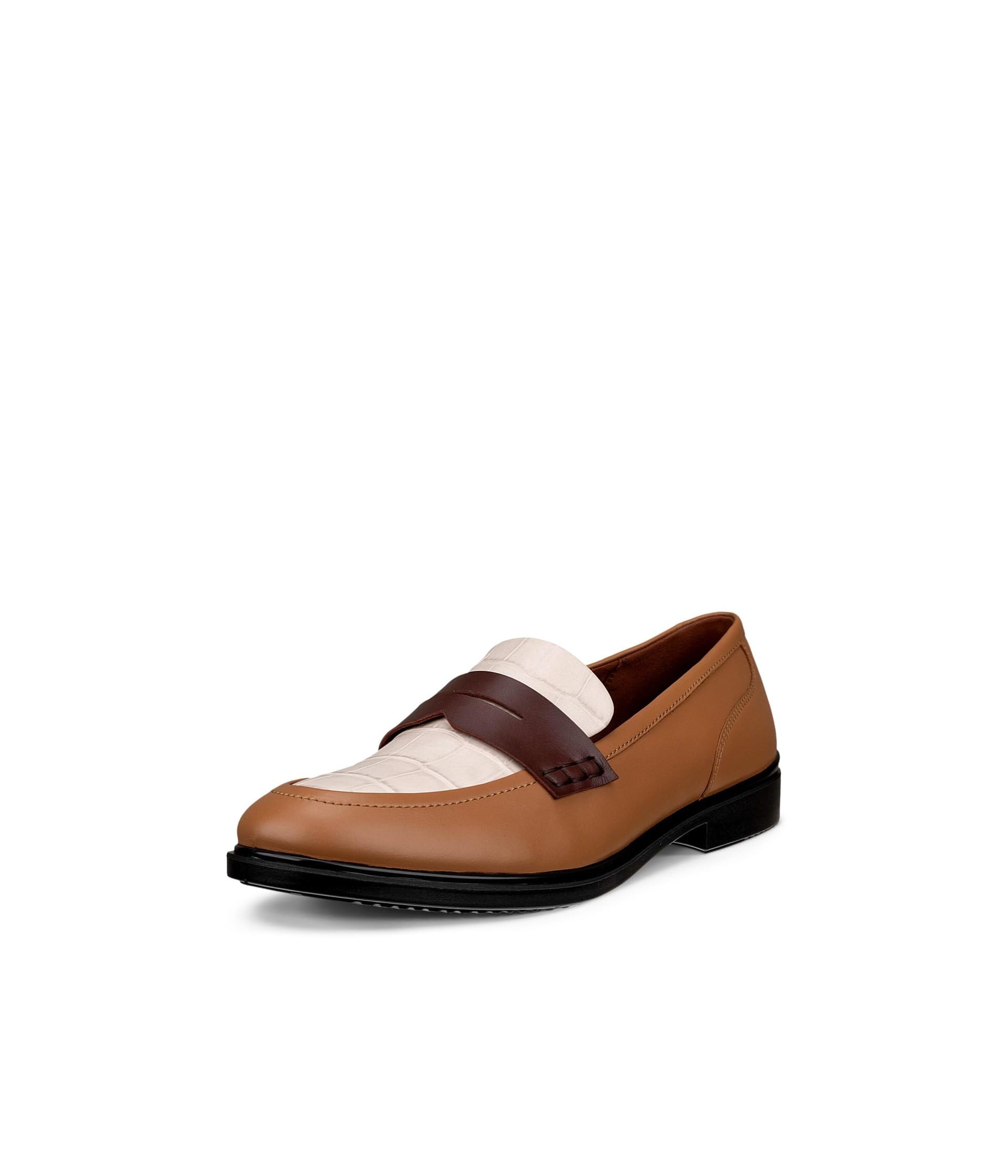 ECCO Women's Dress Classic 15 Penny Loafer, Cashmere/Limestone/Chocolat, 9-9.5