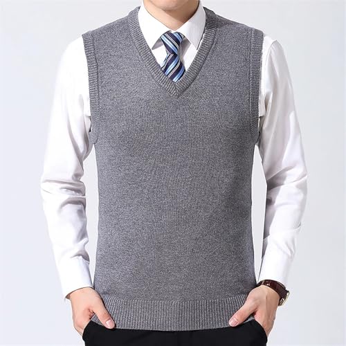 Dcvmvmn 2024 Classic Men's Business Vest Sleeveless Warm Sweater Vest V-Neck Knitted Vest3