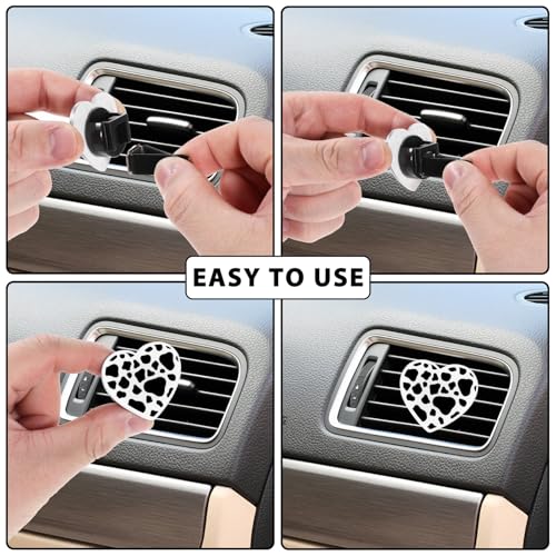 Image of 6 PCS Heart Air Vent Clips, Cow Print Heart Car Air Fresheners Vent Clips Funny Car Diffuser Vent Clips Car Interior Decor Charm for Women Automotive