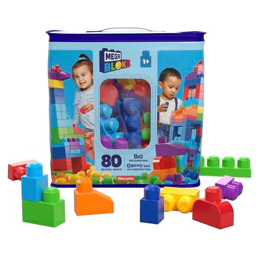 Mega Bloks Bolsa clásica con 80 Bloques de construcción, Juguete para bebé +1 año Mattel DCH63