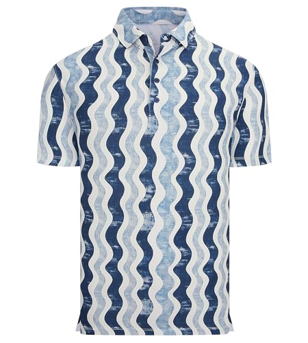 Image of Alex Vando Mens Golf Shirts Short Sleeve Breeze Quick-Dry Print Polo Shirt