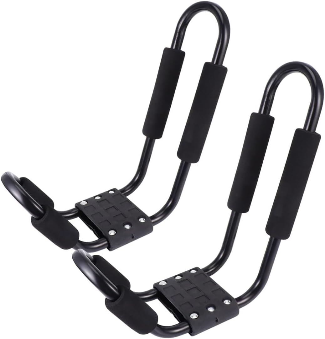 Kayak Roof Rack and Canoe Carrier, J-Shaped Detachable Car Rooftop Luggage Rack, 2pcs Set for SUV Truck Crossbar Outdoor Sports Transport
