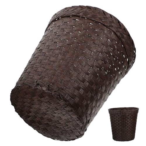 Lurrose Cestino Portaoggetti Intrecciato in Carta Bidone della Spazzatura Multiuso per Ufficio e Casa Contenitore per Rifiuti Resistente e Decorativo per Bagno e Soggiorno