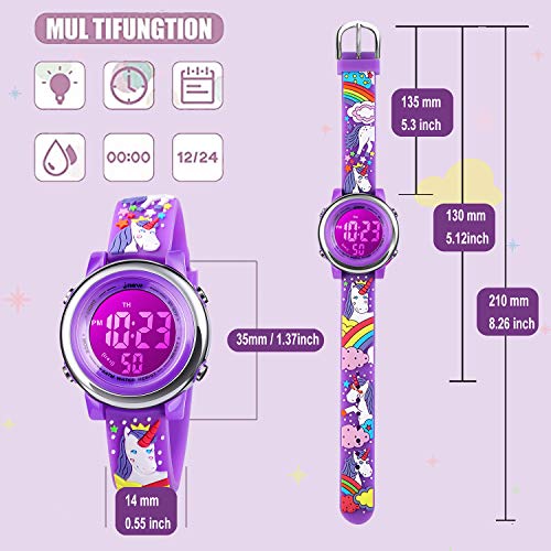 cofuo Kids Digital Sport Waterproof Watch for Girls Boys, Kid Sports Outdoor LED Electrical Watches with Luminous Alarm Stopwatch Child Wristwatch2
