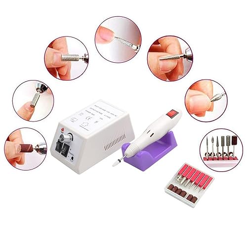 Miniatura 5 de XIAOXX - Taladro de uñas eléctrico profesional blanco de 20000 rpm, esmalte de uñas para mujeres, gel de archivo, acrílico, amoladora de uñas,