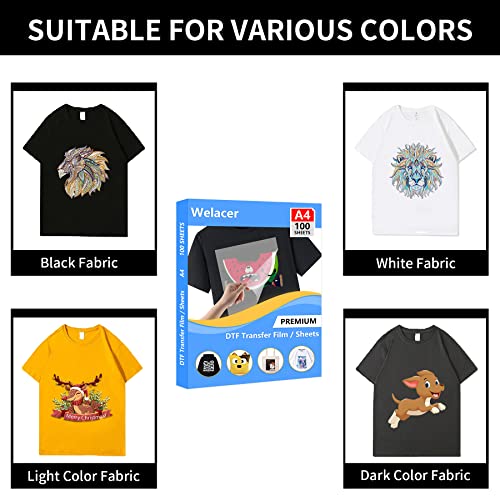 100 Sheets Dtf Transfer Film Paper A4 Double Sided Thick Clear Pretreat Sheets, Pet Heat Transfer Paper For Epson Inkjet Printer Dtg Printer Direct Print On T Shirts Textile #TOP2