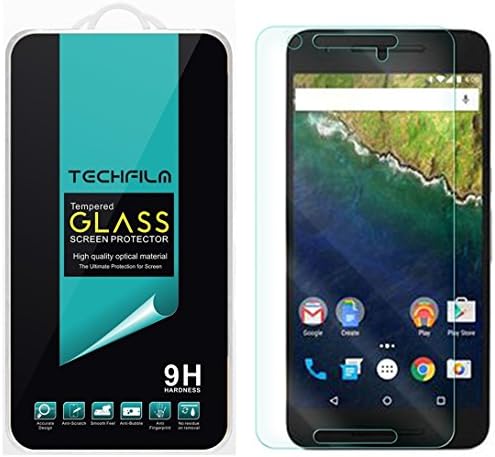 TechFilm Huawei (Google) Nexus 6P [Tempered Glass] Screen Protector (Updated Version With Proximity Sensor Cut Out) Ballistic Glass Round Edge [0.3mm] Anti-Fingerprint, Bubble Free - Retail Packaging