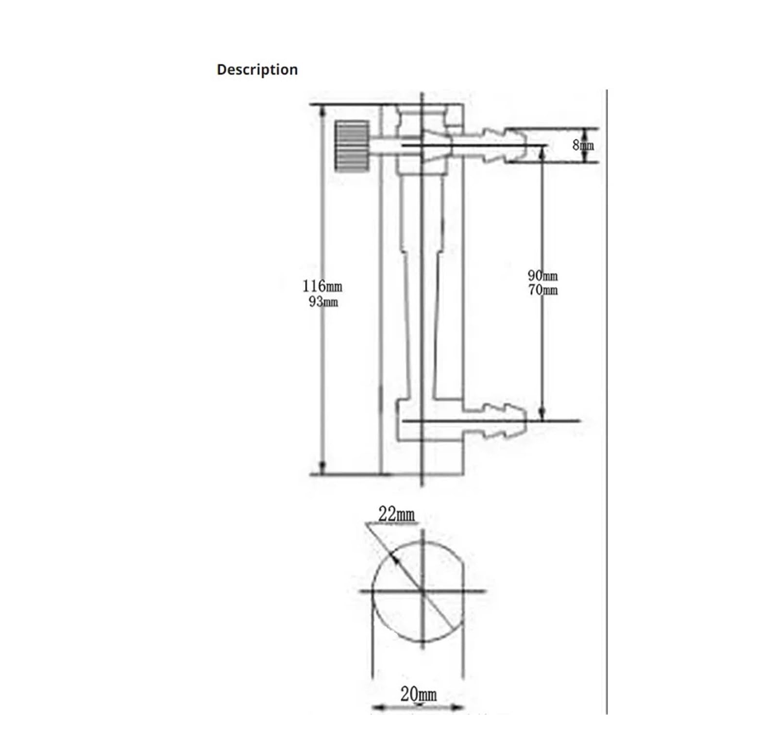 1 misuratore di portata di aria e ossigeno, flussometro, controflusso, misuratore di ossigeno, interruttore di flusso da 0,1 a 1,5 l/min. (2-25L per Min 116mm)