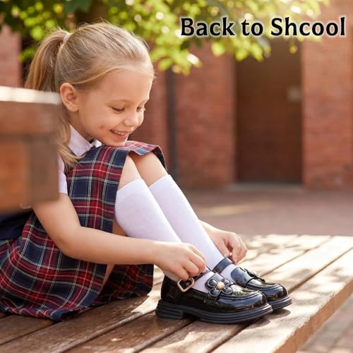 Image of Girls Mary Janes Shoes Toddler Dress Shoe School Uniform Oxford Flats | Elegance Comfort Cute Sweet Functional Sturdy Fit Widen Soft cushioned Non-slip Party Wedding Christmas Easter Gifts