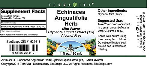 Miniatura 4 de Echinacea Angustifolia Hierba Glicerita Extracto Líquido (15) - Sabor a menta (1 oz, ZIN 522411)