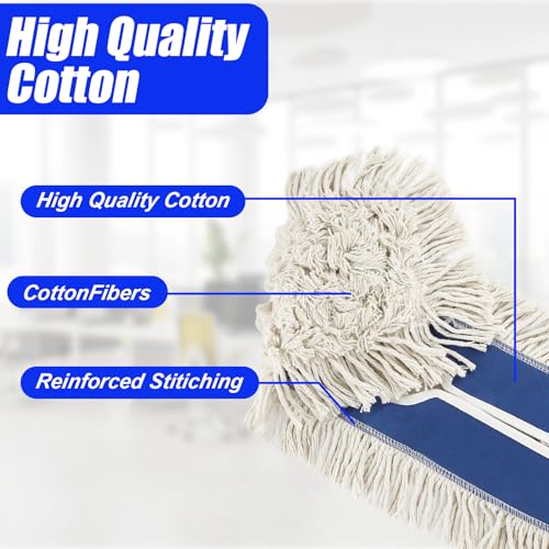 Image of 24 inch 4 Pack Industrial Strength Cotton Dry Dust Mop Head Floor Dust Mop Refill Hardwood Floor Duster Broom Dry Floor Cleaning for Hardwood Ceramic Marble Tile, Fits 24 Inch Frame