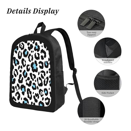 3PCS Backpack for Women Men With Lunch Box Pencil Bag 17 Inch Lightweight Adjustable Strap Back Pack 3 In 1 Set Fresh Animal Leopard Casual Daypack Unisex fit Travel Work Camping4
