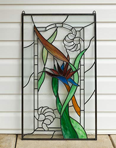 20\"x34\" Stained Glass Window Panel STRELIZIA Reginae, Bird of Paradise - Thumbnail 2